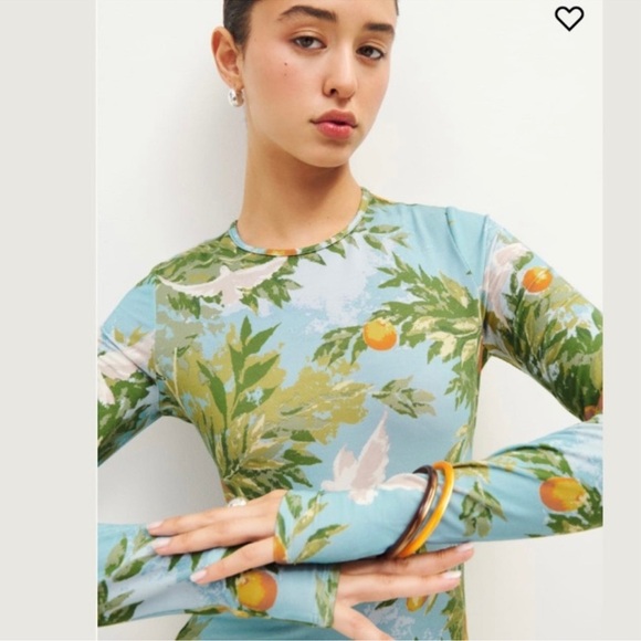 Reformation Tommie Knit Long Sleeve Printed Maxi Dress Villa Livia XL - Picture 6 of 11